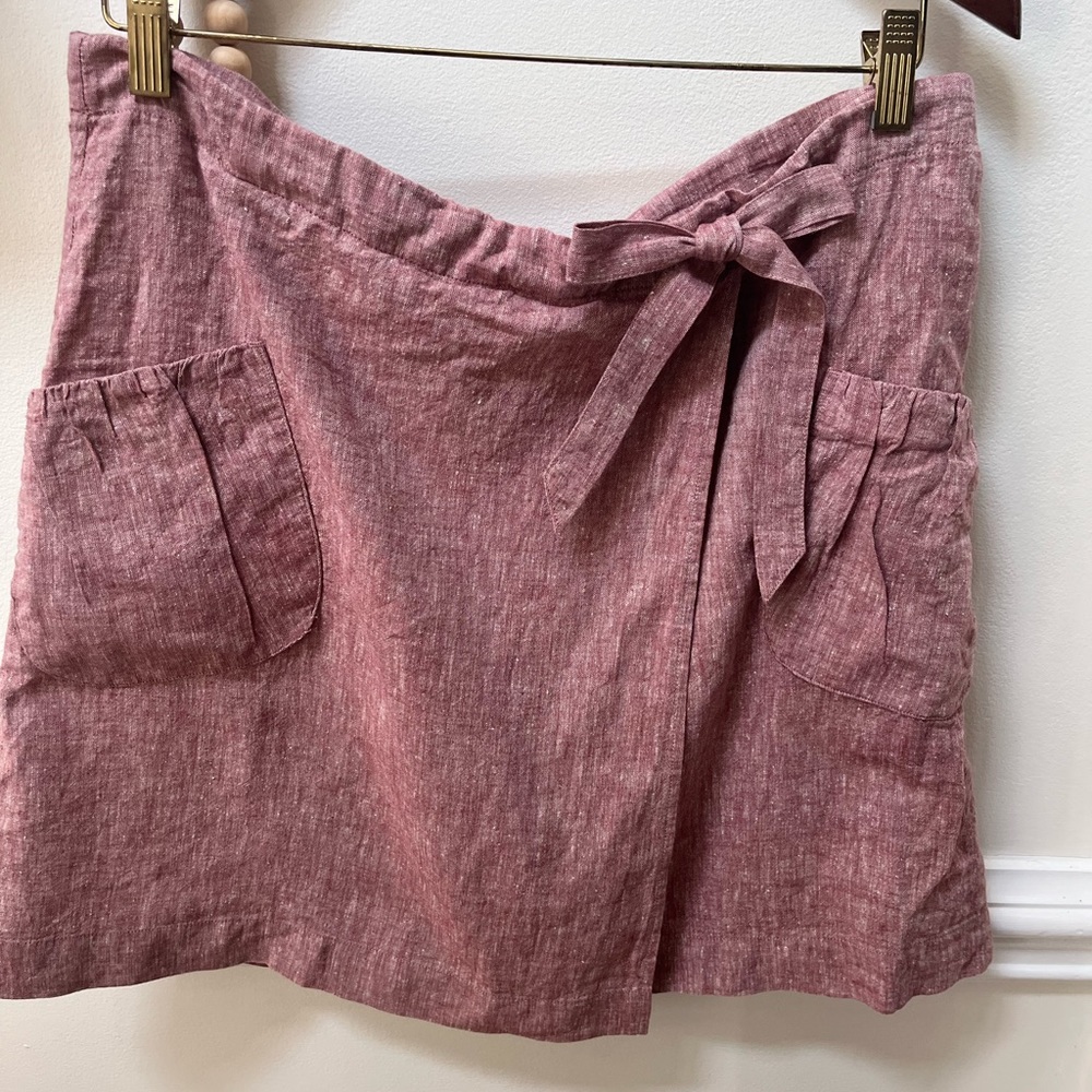 Patagonia ladies linen faux wrap skirt with functional drawstring size 4